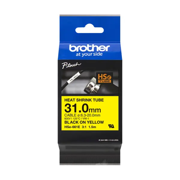 Brother HSe-661E 熱縮套管標籤帶 黃底黑字 31mm
